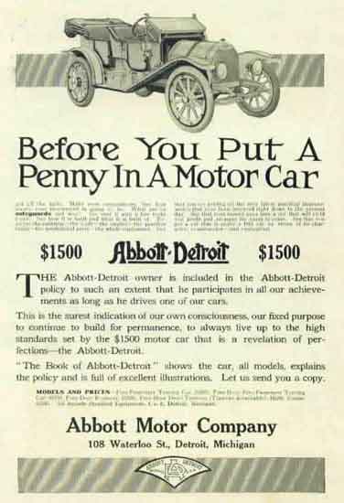 Here are a couple of ads from AbbottDetroit They show two addresses both